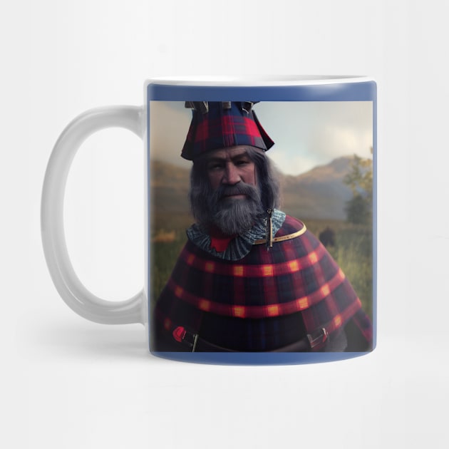 Scottish Highlander in Clan Tartan by Grassroots Green